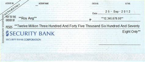 Printed Cheque Of Security Bank Personal Philippines Free Checking