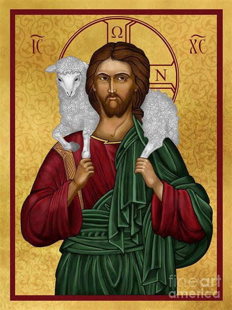 Icon Digital Art Christ The Good Shepherd By Lawrence Klimecki