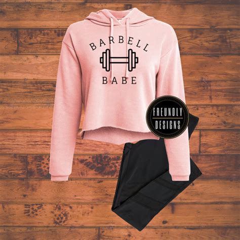 barbell babe cropped hoodie freundly designs