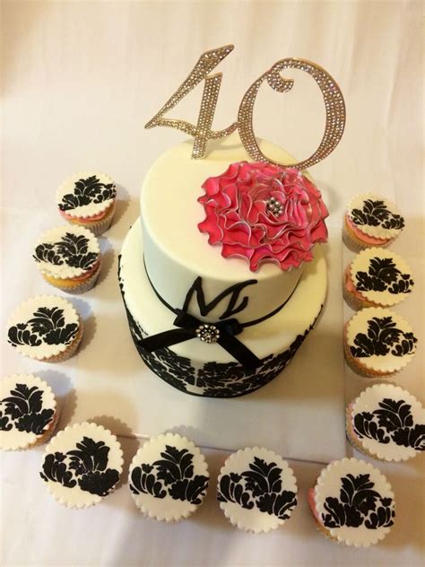 Damask 40th Birthday With Matching Cupcakes Desserts 40th Birthday