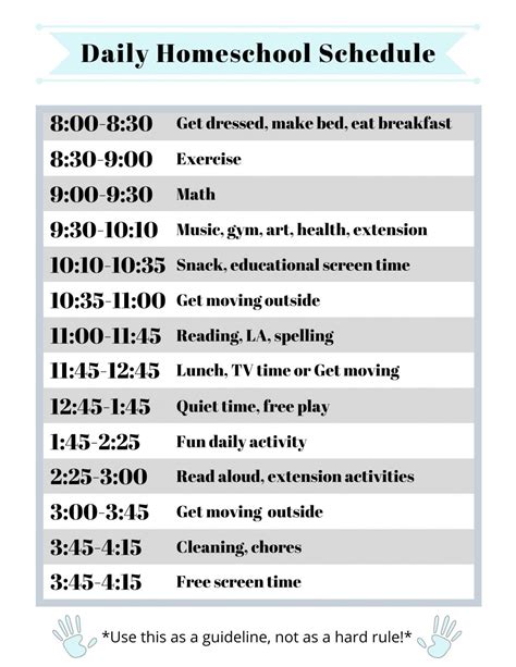 Relaxed Homeschool Schedule Kindergarten Daily Schedu