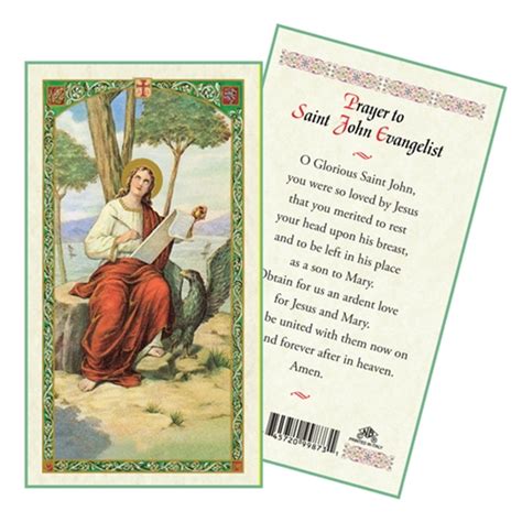 Saint John The Evangelist Laminated Prayer Card Discount Catholic Products