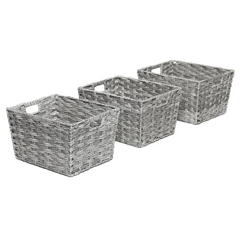 Seville Classics Decorative Woven Storage Baskets Set Of 3 Wholesale