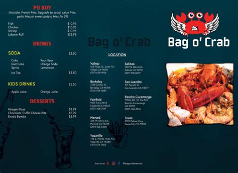 Bag O Crab Menu Merced Ca 95348