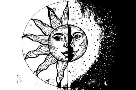 Sun And Moon Style Engraving Custom Designed Illustrations