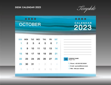 Calendário De Mesa 2023 Modelo De Outubro De 2023 Modelo De Design