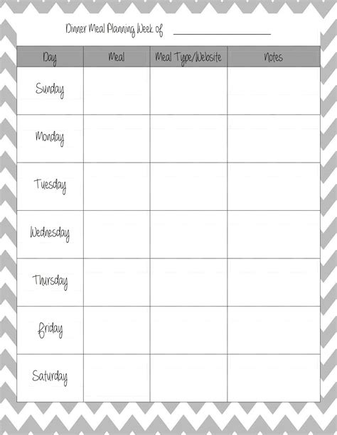 Weekly Menu Template