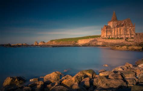 Wallpaper Sea Stones Coast Scotland Church Scotland North Sea