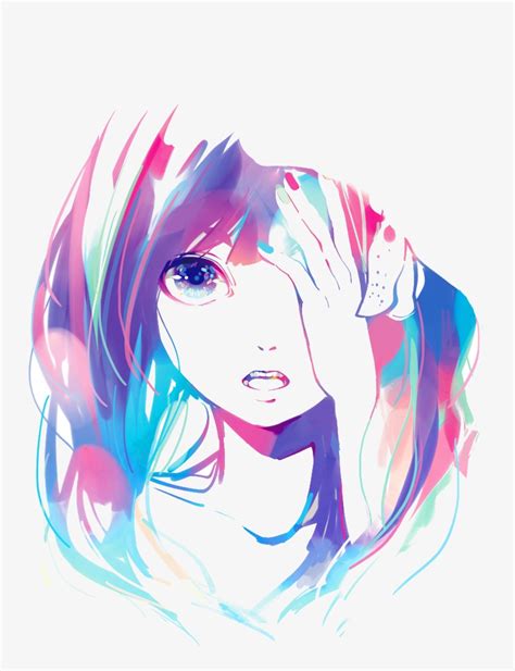Anime Png Tumblr Rainbow Anime Girl Kawaii Png Image Transparent