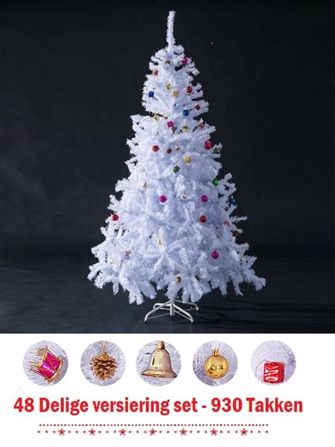 HOMCOM Kerstboom Wit Kunstkerstboom 180 Cm 930 Takken