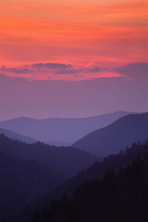 Sunset At Great Smoky Mountains National Park Mountain Sunset Art