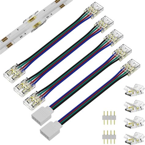 PAUTIX 10mm Connectors For COB RGB LED Strip Lights 4 Pin 4pcs