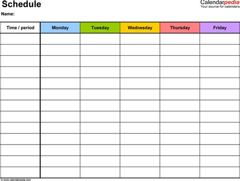 Weekly Classroom Schedule Ms Andersons Class