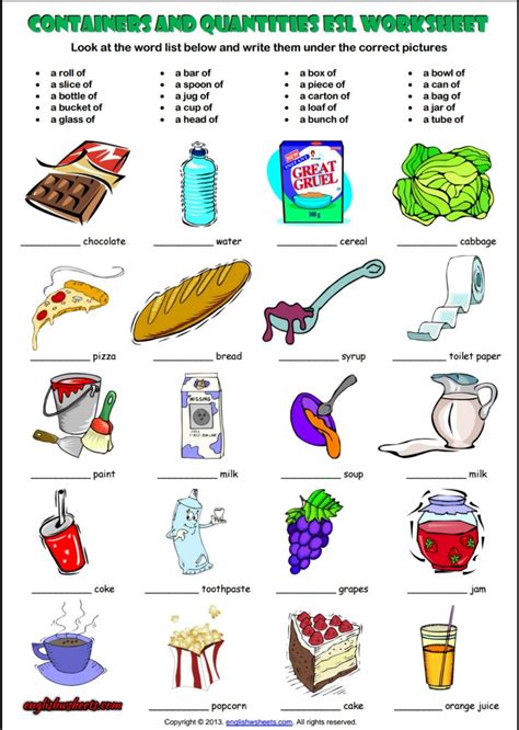 Quantifiers And Food Containers Worksheet Images And Photos Finder
