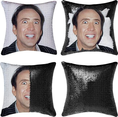 Jyvncz Nicolas Cage Gag Ts Sequin Pillow Cover Magic