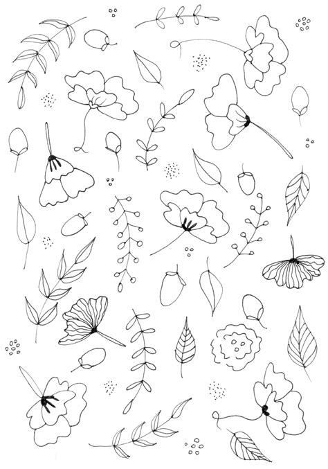 58dcc545 Doodle Art Flowers Botanical Line Drawing Flower Pattern