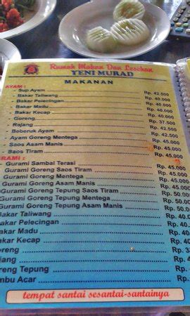 Apa kamu tahu jika di kota gresik terdapat sebuah. daftar menu makanan - Picture of Rumah Makan Lesehan Yeni Murad, Lombok - Tripadvisor