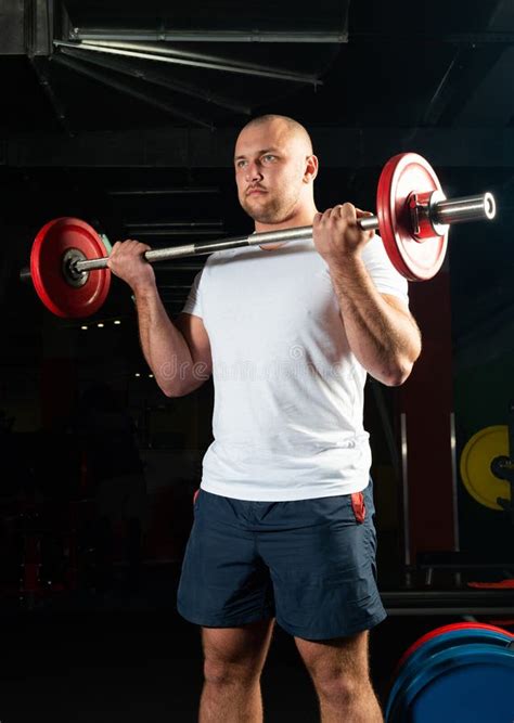 Male Athlete Lifts The Barbell Stock Image Image Of Barbell