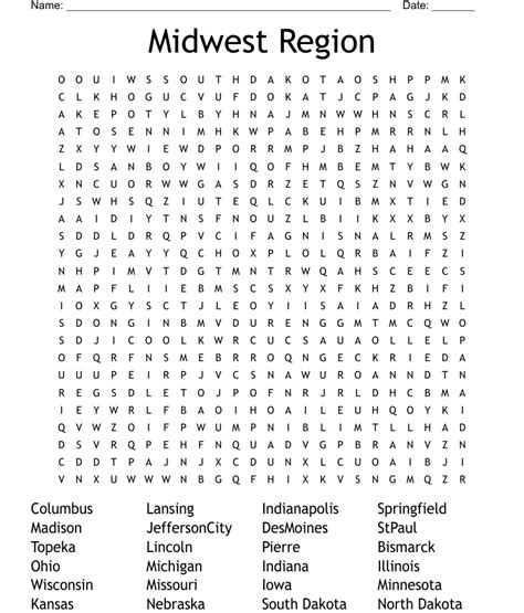 Midwest States And Capitals Crossword Wordmint