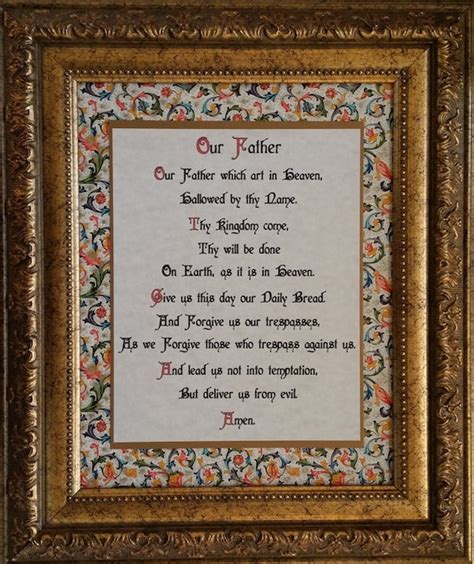 Our Father Traditional Catholic Prayer Etsy