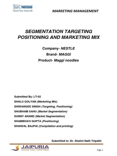 Nestle Marketing Pdf Market Segmentation Nestlé