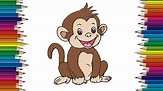 How to draw a baby monkey cute and easy | Cartoon monkey drawing step ...
