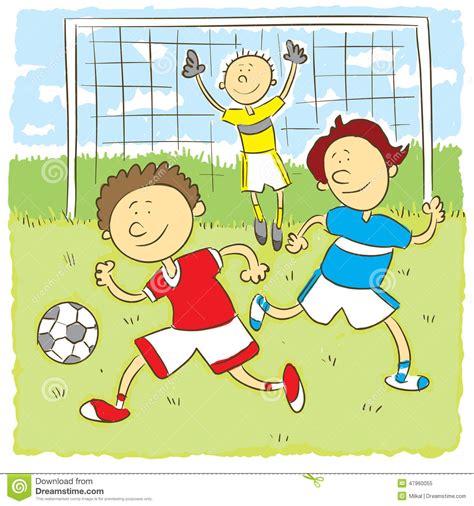 Kids Playng Soccer Stock Vector Image 47960055
