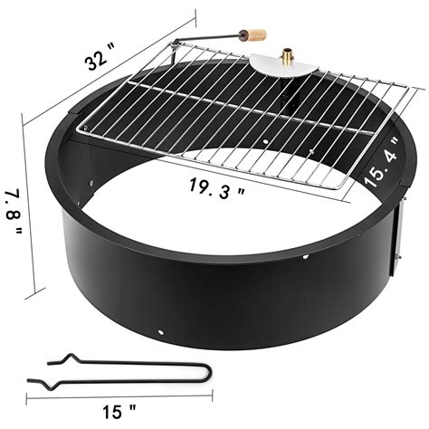 24 32 36 42 45 Steel Fire Ring W Cooking Grate Campfire Pit Park