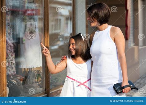 Mother And Daughter Shopping In Mall Royalty Free Stock Photo Image