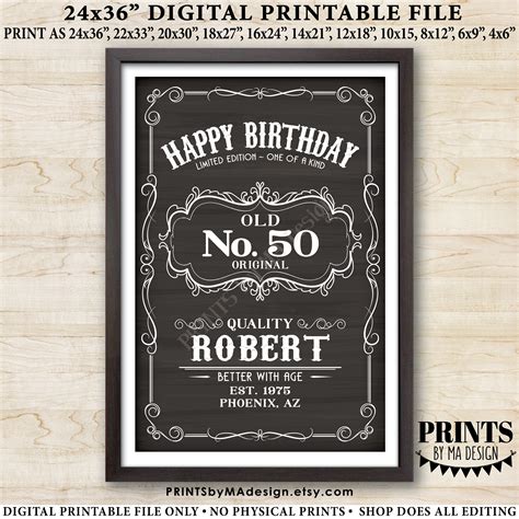happy birthday sign vintage birthday whiskey or liquor themed birthday poster printable 24x36
