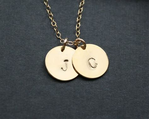 Two Disc Initial Necklace 14k Gold Filled Personalize Etsy