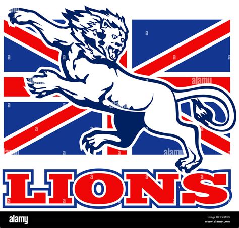 Lion Attacking Gb British Union Jack Flag Stock Photo Alamy