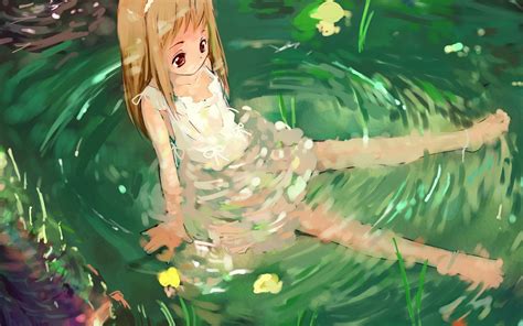 Aq59 Girl Cute Anime Water Wallpaper
