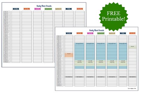 Printable Weekly Block Schedule Schedule Printable