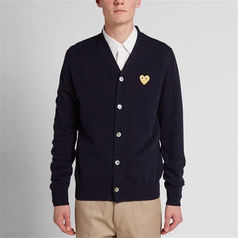 Comme Des Garcons Play Gold Heart Cardigan Navy End