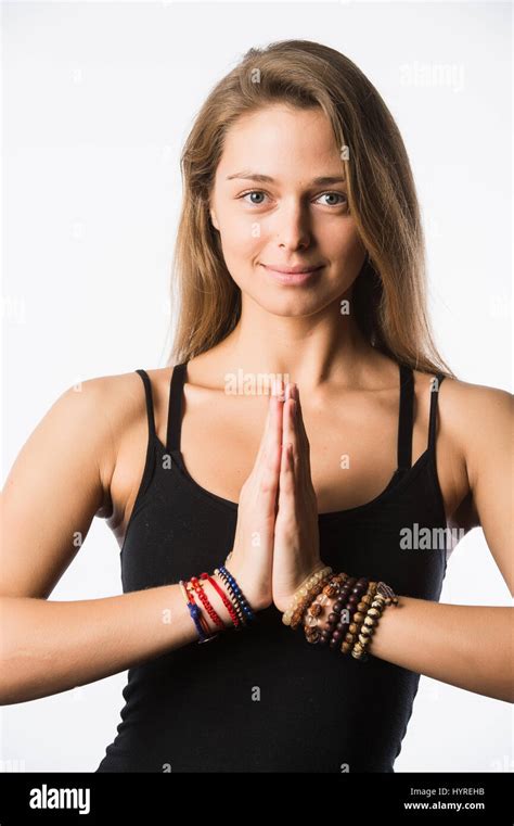 Woman Yoga Teacher In Various Poses Asana Isolated On White Background