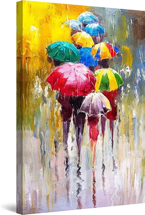 Startonight Impression Sur Toile Parapluies Colorés Peinture Heureuse