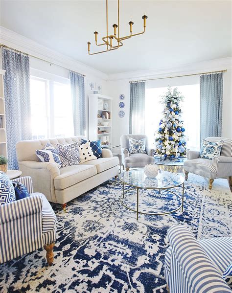 Getting A Blue And White Living Room Ready For Christmas Blue And