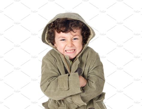 Cold Child Wearing A Hooded Coat Education Stock Photos Creative Market