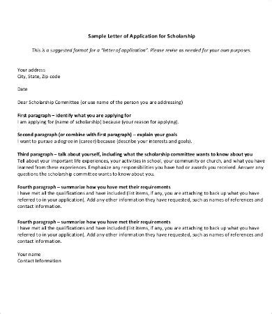 A job application letter is used to identify and select suitable candidates for a particular position. 12+ Scholarship Application Letter Templates - PDF, DOC ...