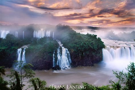 Waterfalls At Sunset Iguacu Falls National Park Brazil ωнιмѕу ѕαη∂у