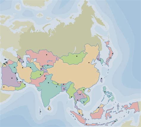 Mapa Mudo De Asia En Color Para Imprimir
