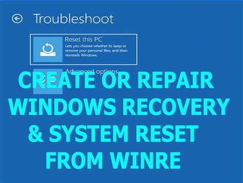 How To Enable Windows Recovery System Reset From Advanced Recovery Menu