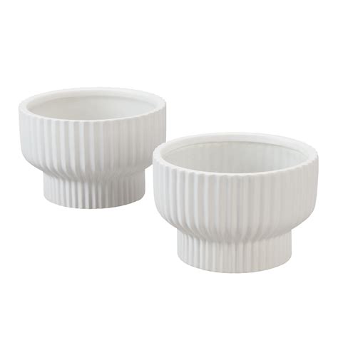 Better Homes And Gardens 8 X 8 X 5 Round White Ceramic Plant Planter