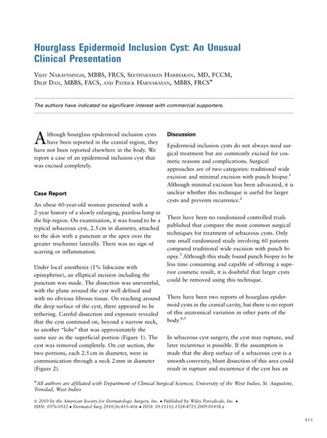 Pdf Hourglass Epidermoid Inclusion Cyst An Unusual Clinical Presentation
