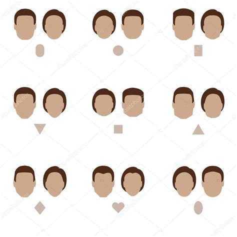 Set Of Flat Face Shape Vector People Icon Head Silhouette Type