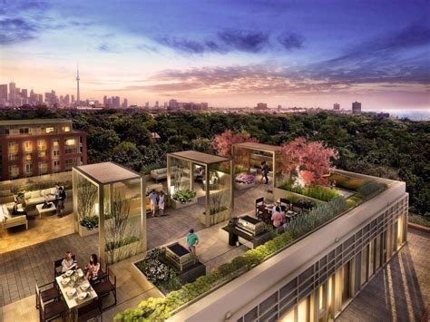 Rendering Of Rooftop Patio Amenity Area At Highpark Condos Image Rooftop Terrace Design