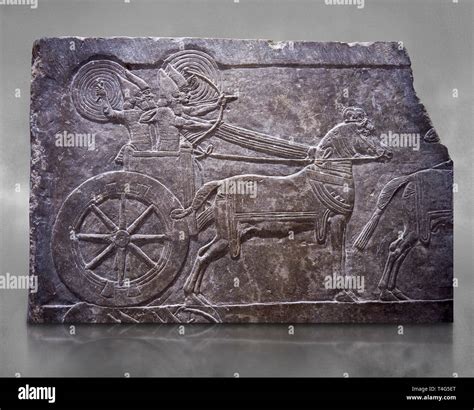 Stone Relief Sculptured Panel Of Aa Assyrian Chariot From The Palace