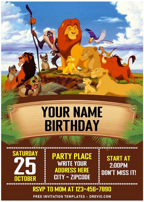Lion King B Download Hundreds Free Printable Birthday Invitation