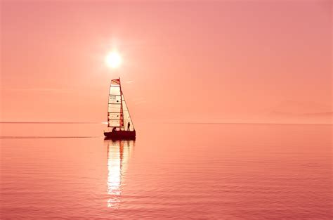 Sailboat Sunset Sea Horizon 4k Hd Wallpaper